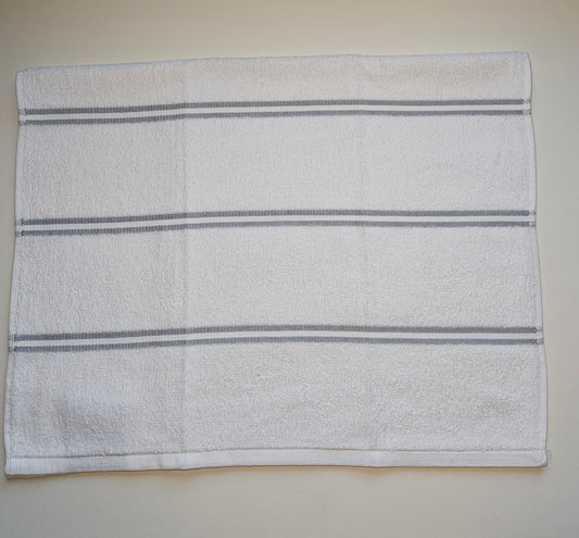 White with Silver Stripe Hanging Towel